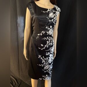 Evan-Picone Black and White Floral Dress